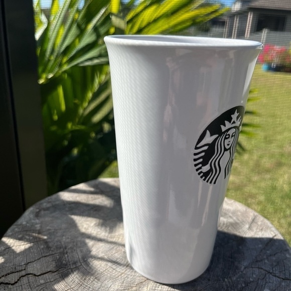 Starbucks 16 oz Ceramic Travel Coffee Mug W/Black Logo 16oz - Picture 8 of 8